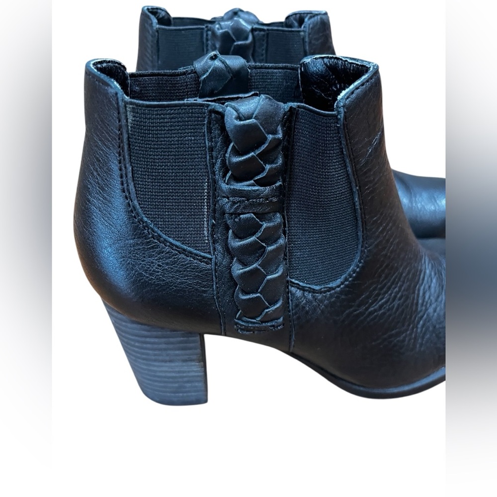 Sperry top sider black leather ankle booties heeled boots-7 - Picture 5 of 8